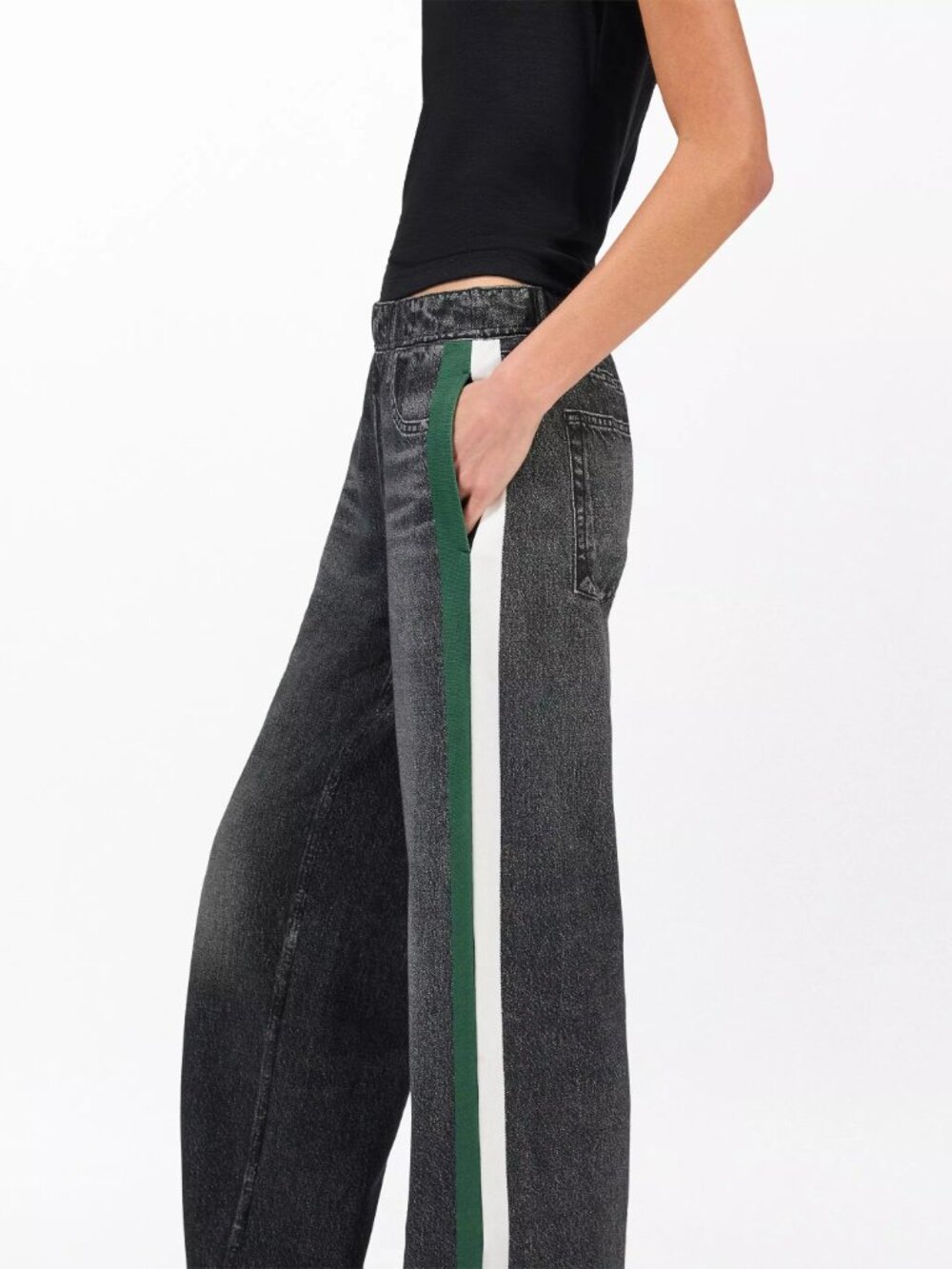 Rag & Bone rb Miramar Sport Stripe Track Pant Washed Back Green White Stripe XS - Picture 4 of 10